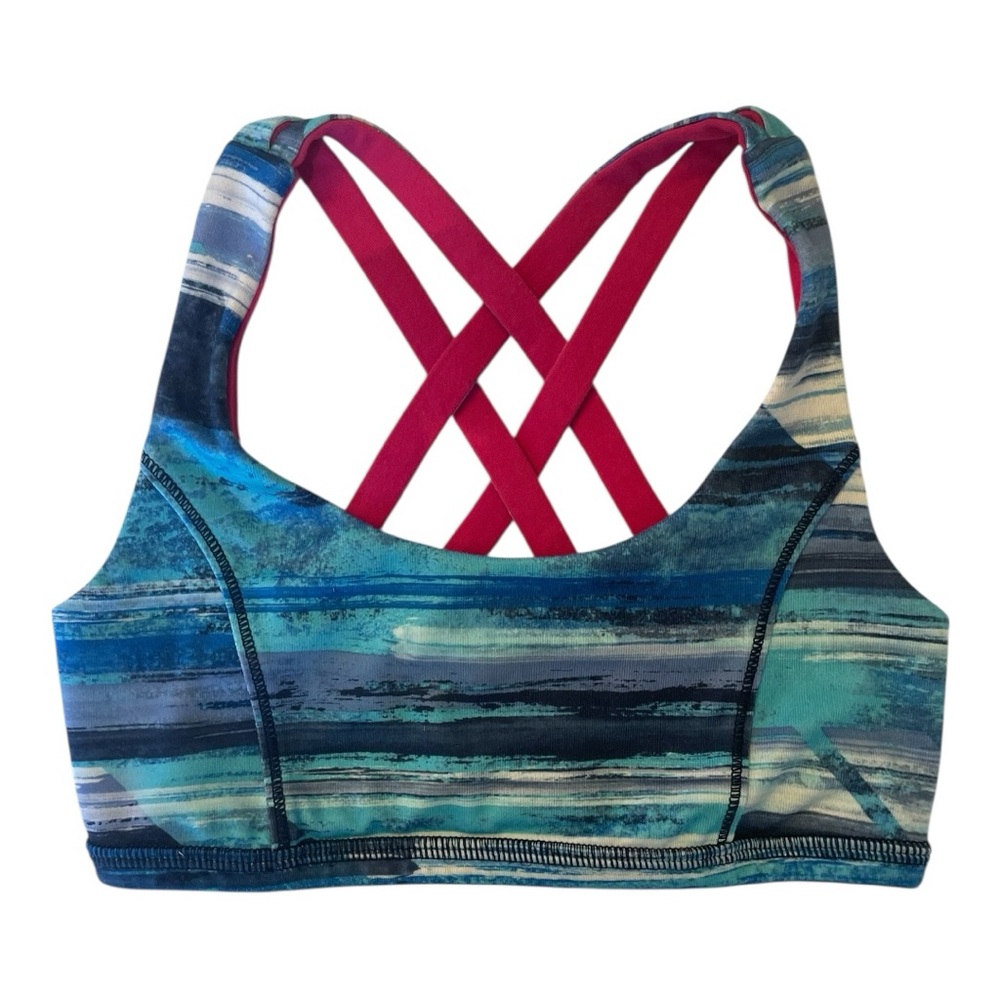 Ivivva Blue and Pink Sports Bra with Criss-Cross Straps Sz. 7 Kids